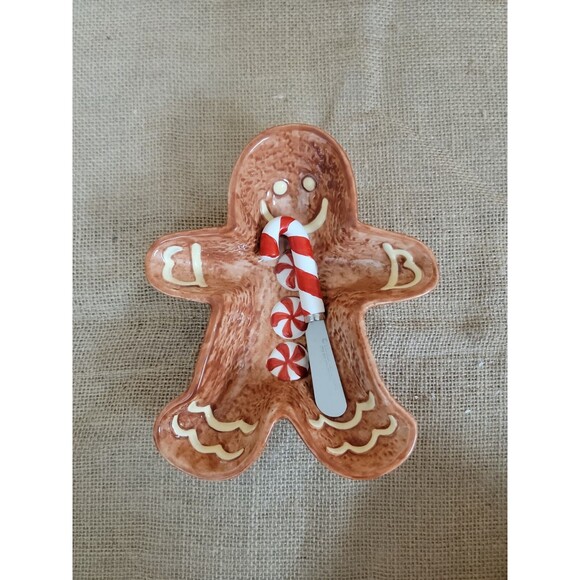 Gingerbread Man Dip Bowl And Spreader Set - Picture 2 of 4
